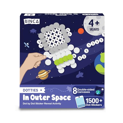 Binca Dotties Dot Art Activity Kit - Space, 1500+ Stickers, Mess-Free Activities, DIY Dot Sticker Art for Toddlers, Kids Travel Activities, Craft Kits & Gifts for Boys & Girls Ages 4,5,6,7 - Image 1