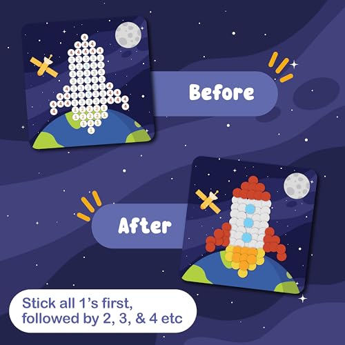 Binca Dotties Dot Art Activity Kit - Space, 1500+ Stickers, Mess-Free Activities, DIY Dot Sticker Art for Toddlers, Kids Travel Activities, Craft Kits & Gifts for Boys & Girls Ages 4,5,6,7 - Image 5