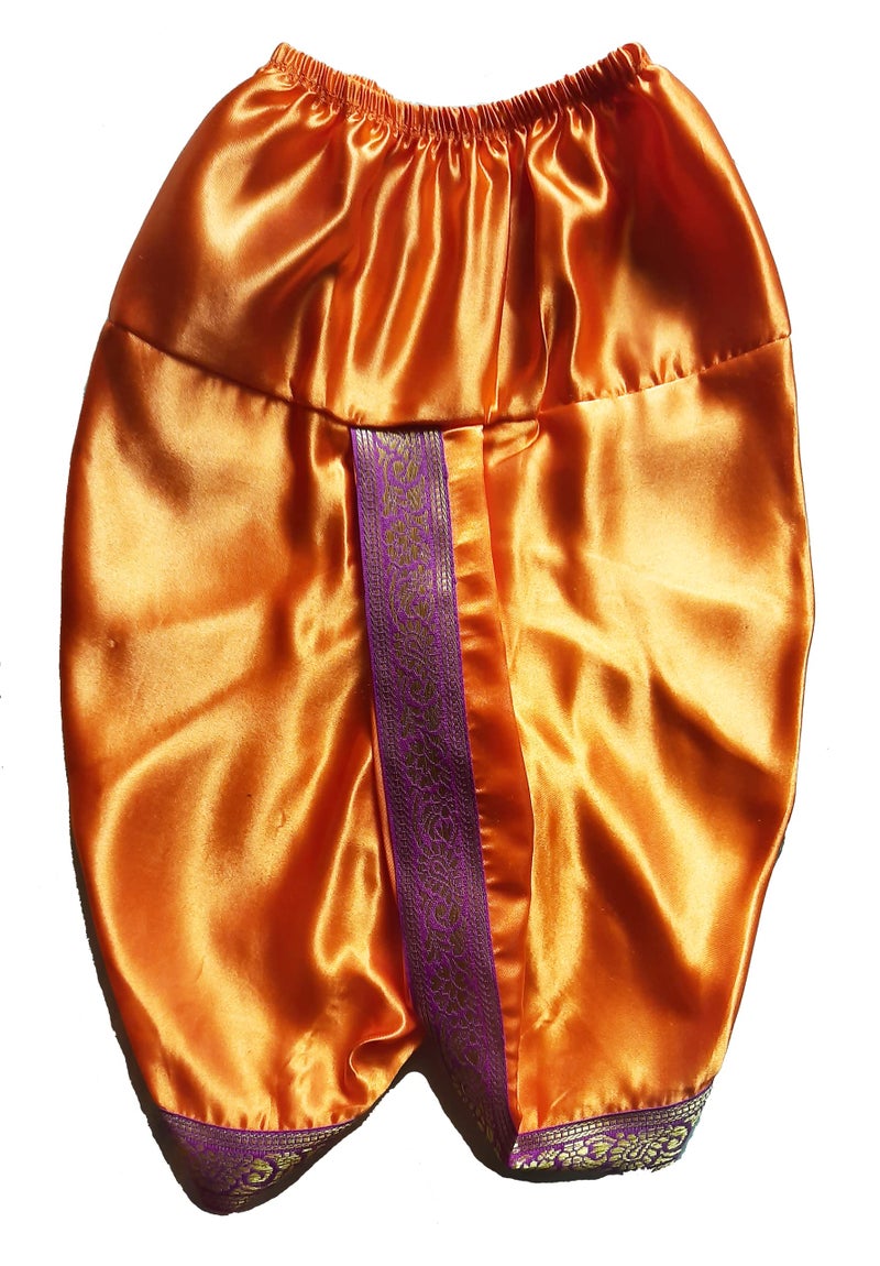 Pakhi Fashions Satin Little Krishna Classical Theme Set - Orange and Purple - Image 3