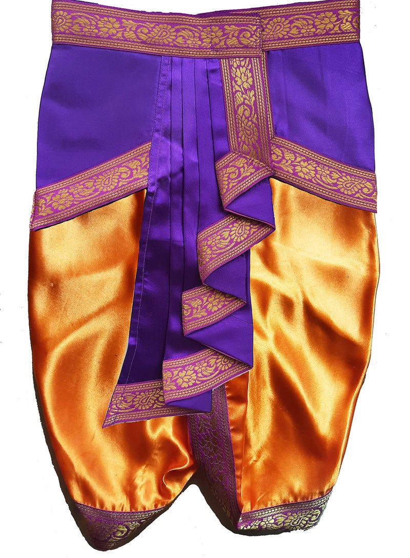 Pakhi Fashions Satin Little Krishna Classical Theme Set - Orange and Purple - Image 2