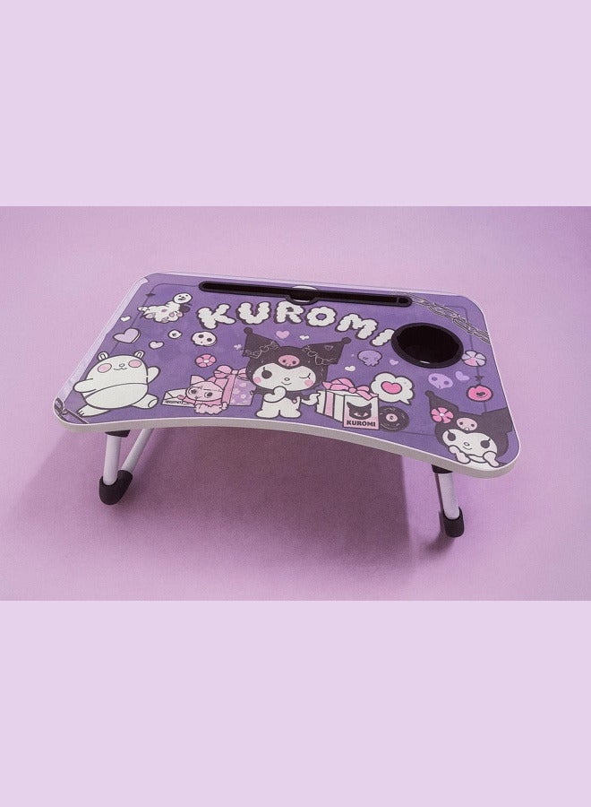 طاولة لابتوب قابلة للطي بتصميم كرومي | طاولة دراسة وكتابة وألعاب خفيفة | طاولة سرير لتناول الطعام | خفيفة الوزن مع حامل كوب وثابتة على جميع الأسطح | مناسبة للأطفال والكبار