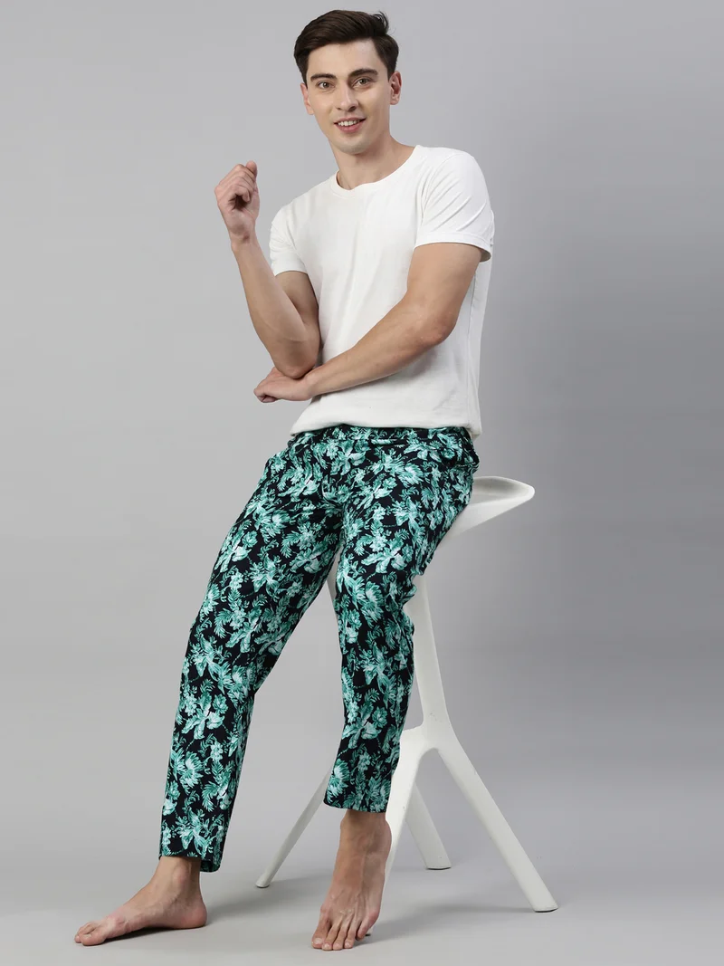 Joven Men Dark Green Printed Lounge Pant