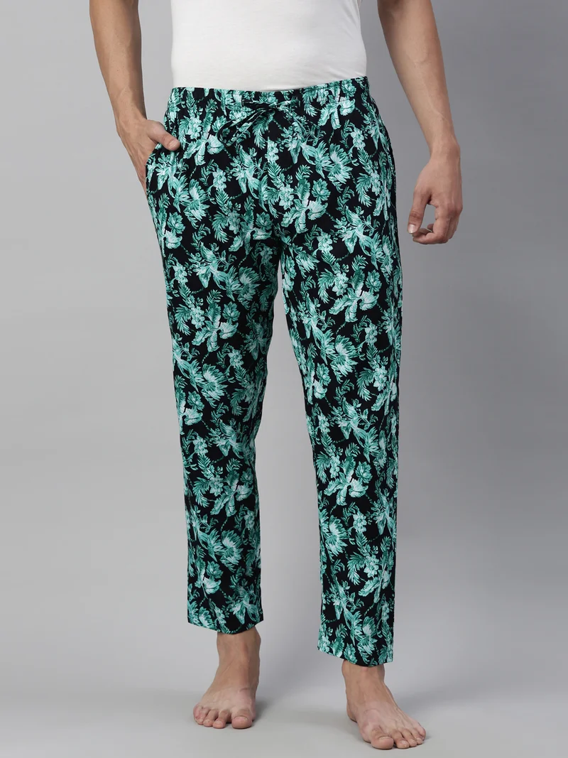 Men Dark Green Printed Lounge Pant
