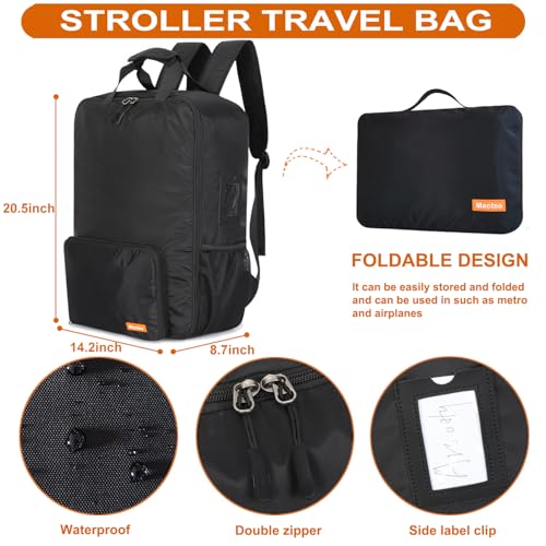 Mactso Stroller Travel Bag Compatible with GB Pockit Air Plus All Terrain and GB Pockit + All City, Lightweight Stroller Travel Backpack for Airplane (Black, L) - Image 5