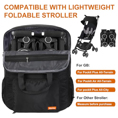Mactso Stroller Travel Bag Compatible with GB Pockit Air Plus All Terrain and GB Pockit + All City, Lightweight Stroller Travel Backpack for Airplane (Black, L) - Image 2