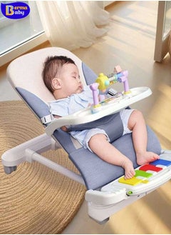 Berma Baby Baby Rocking Chair, Portable Toddlers Bouncer Rockers Recliner with Universal Wheel, Shaking & Swing Seat, Multi-Position Recline,Safety Belt & Removable nursery Toys for newborn Boy Girl  - Image 1