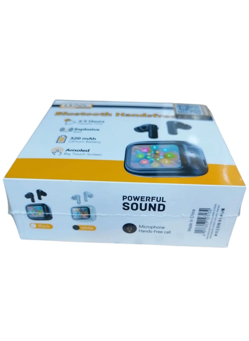 Denx Smart Bluetooth Earphone with Touch Screen ANC/ENC with 320mAh Battery Waterproof Wireless Bluetooth Earbuds with Noise Cancelling and Professional LCD Display for iPhone and Android in White  - Image 4