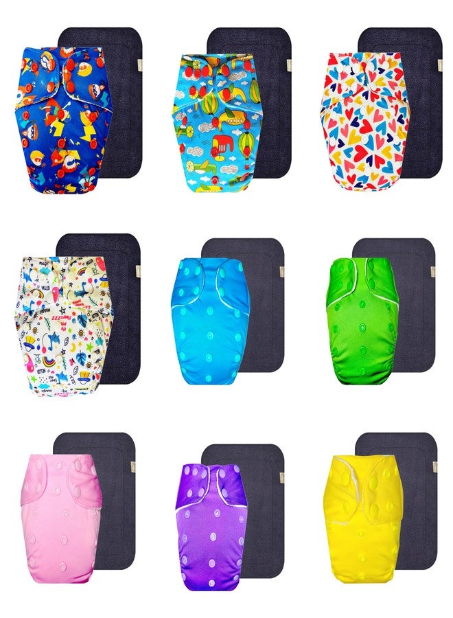 Dumbledo Premium Cloth Diaper with Black Insert (Pack of 9) | Dry Feel and Comfortable | Leakproof | Adjustable Snaps | Everyday Diapering Essential | 3 Months - 3 Years | Unisex Baby - Image 1