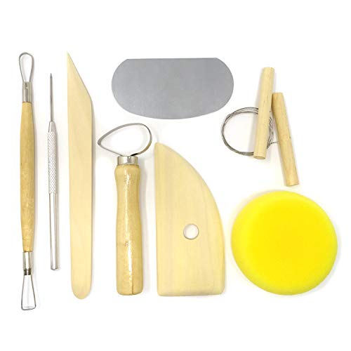 Honbay 8-Piece Wooden Pottery Clay Wax Tool Kit Carving Sculpting Modeling Tool Set - Image 1