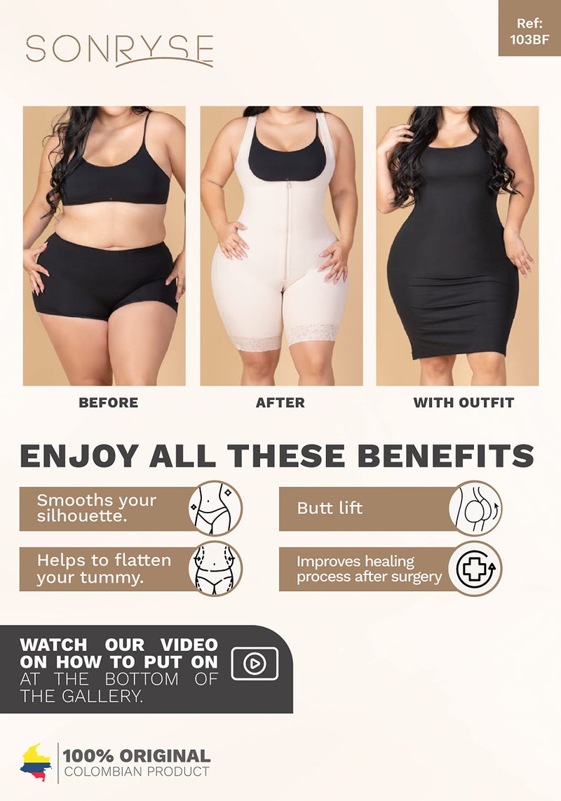 Sonryse Tummy Tuck Post Surgery Compression Garment Stage 2 BBL Faja Shapewear for Women Tummy Control Fajas Colombianas Black XX-Large - Image 3