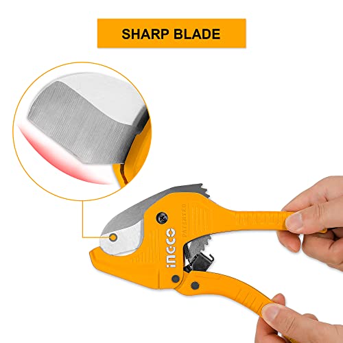 INGCO PVC Pipe cutter Ratchet-type Tube and Pipe Cutter for Cutting O.D. PEX, PVC, and PPR Hoses and Plumbing Pipes up to 5/8"，Uesful for Household, Maintenance, Plumber HPCS05428 - Image 5