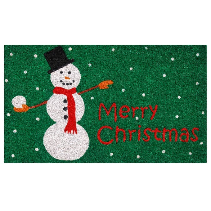 101861729 CHRISTMAS SNOWMAN DOORMAT 17 X 29 MULTICOLOR