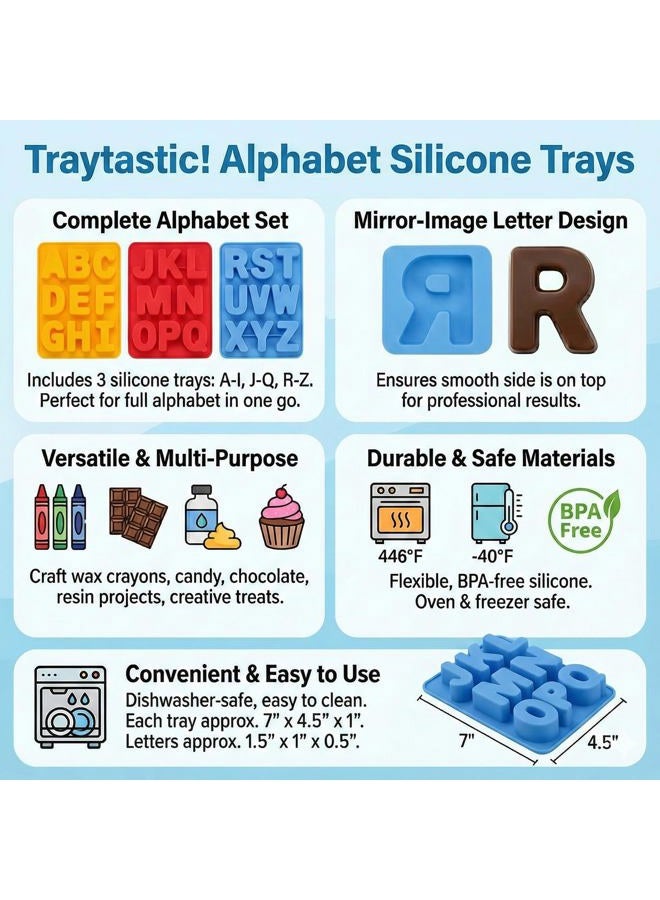 Traytastic! Silicone Letter Mold A-Z Alphabet - Large 1.5" Cavity - Wax Crayons, Resin, Candy, Chocolate, Crafting, Baking, Molding, Melting - Oven & Dishwasher Safe, BPA Free - Image 2