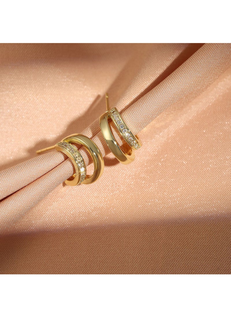 ماركة غير محددة أقراط كريستالية على شكل حلقتين مزدوجتين  - Image 3