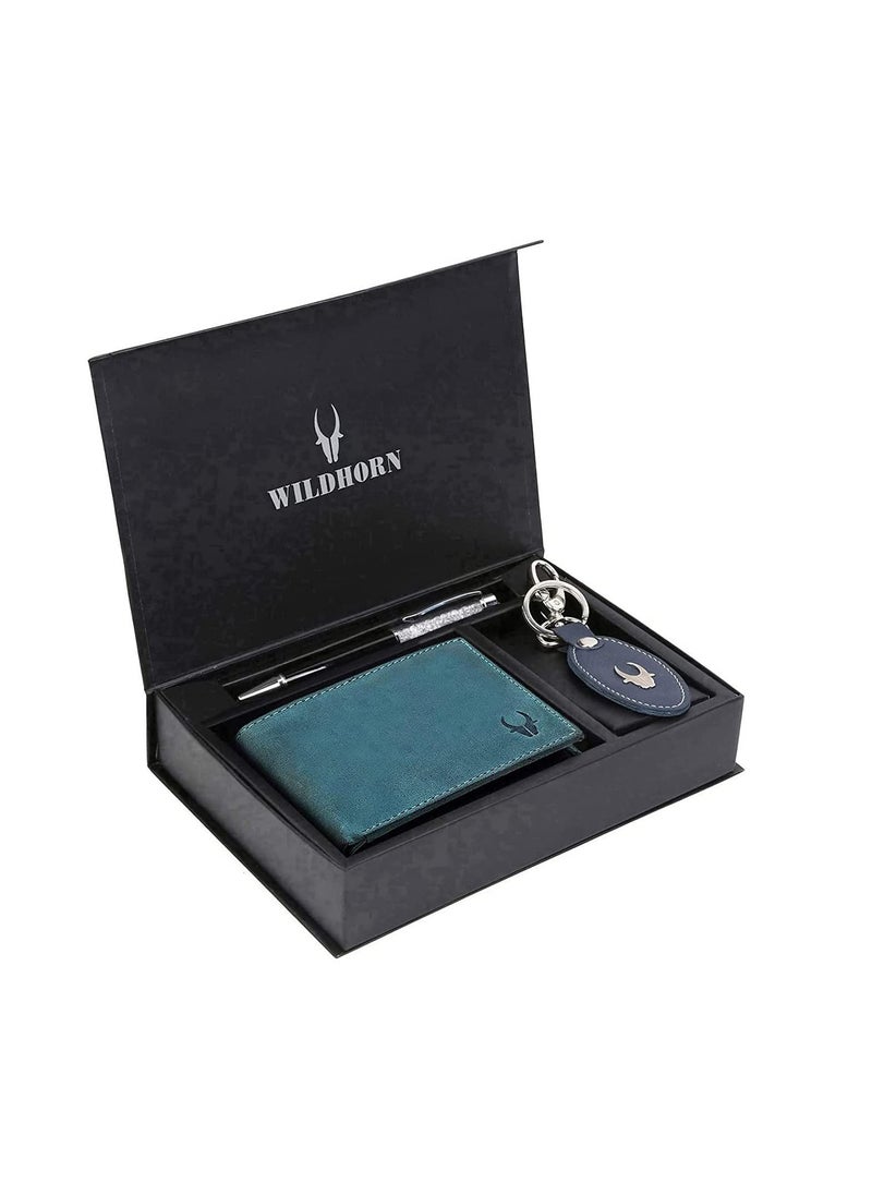 Wildhorn - Leather Wallet Keychain And Pen Combo For Men Gift Hamper - Image 1