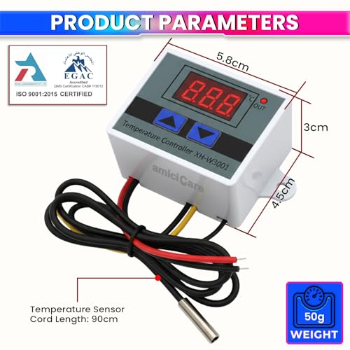 amiciSmart -50 to +110℃ Intelligent Digital Thermostat AC 220V 1500W Temperature Controller Switch with 1 Year Warranty - Image 3