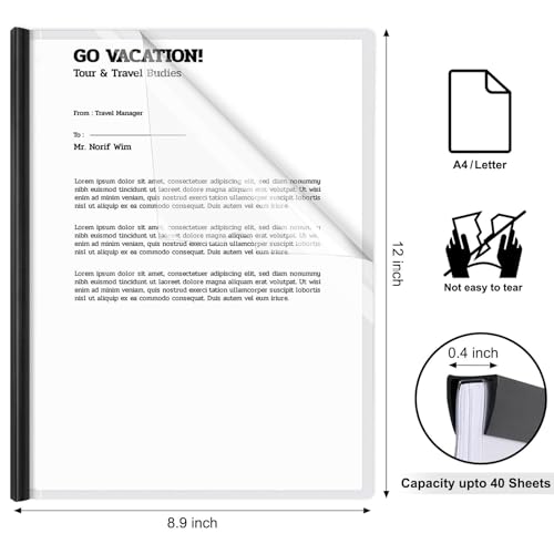 JOERSH 10Pcs Clear Report Covers with Sliding Bar, Plastic Binder Paper Protector, Report Folders with Clear Cover for Resume Portfolio Presentation File Documents, Black - Image 2