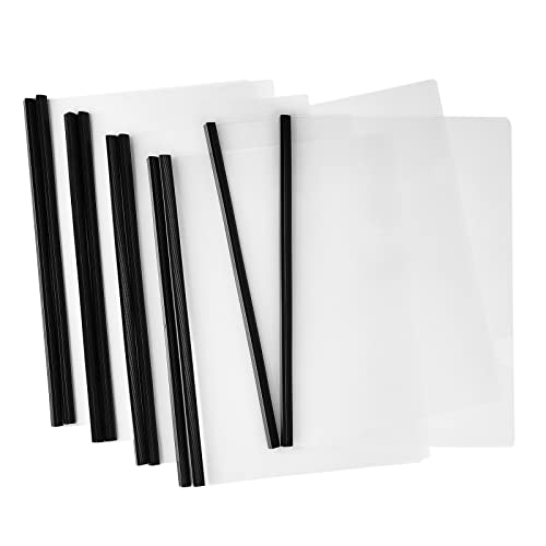 JOERSH 10Pcs Clear Report Covers with Sliding Bar, Plastic Binder Paper Protector, Report Folders with Clear Cover for Resume Portfolio Presentation File Documents, Black - Image 1