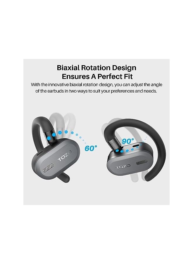 Open Buds Lightweight True Wireless Earbuds With Multi Angle Adjustment Bluetooth 5.3 Headphones With Open Ear Dual Axis Design For Long Lasting Comfort Crystal Clear Calls For Driving Black