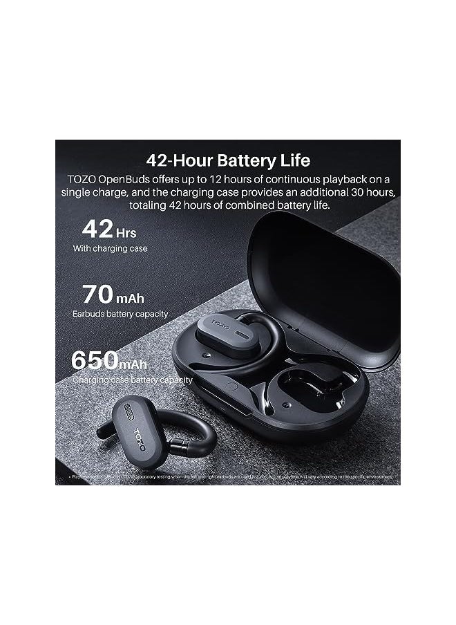 Open Buds Lightweight True Wireless Earbuds With Multi Angle Adjustment Bluetooth 5.3 Headphones With Open Ear Dual Axis Design For Long Lasting Comfort Crystal Clear Calls For Driving Black