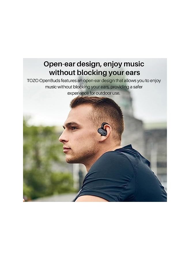 Open Buds Lightweight True Wireless Earbuds With Multi Angle Adjustment Bluetooth 5.3 Headphones With Open Ear Dual Axis Design For Long Lasting Comfort Crystal Clear Calls For Driving Black