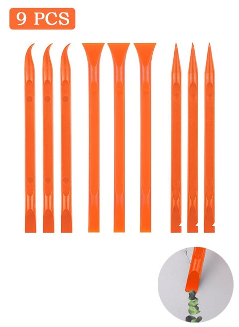 9 Pcs Plastic Scraper Tool, Non-Scratch Scraper Cleaning Tool, Multipurpose Label Scraper (Orange)