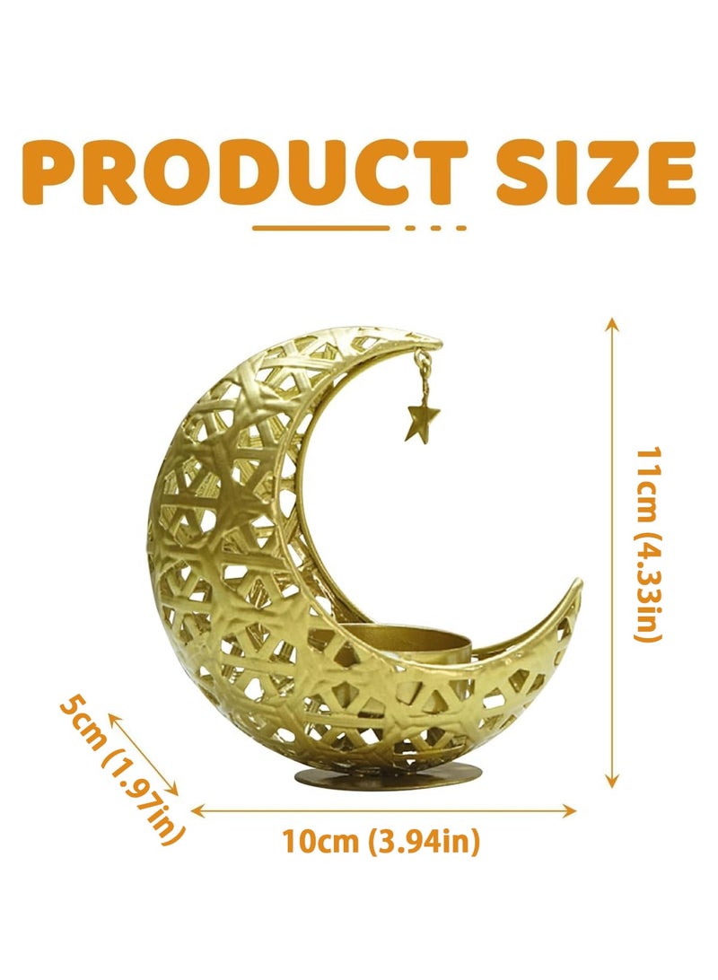 LOOPITYS Ramadan Moon Candlestick (excluding candles), gold color, modern candlestick, table decoration for the festival of Ramadan, Eid al-Fitr decoration, candlestick, living room decoration - Image 2