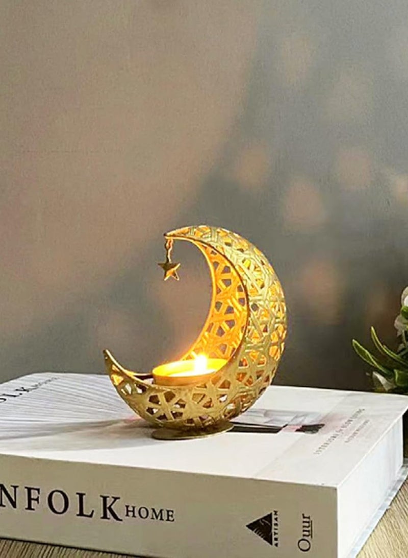 LOOPITYS Ramadan Moon Candlestick (excluding candles), gold color, modern candlestick, table decoration for the festival of Ramadan, Eid al-Fitr decoration, candlestick, living room decoration - Image 3