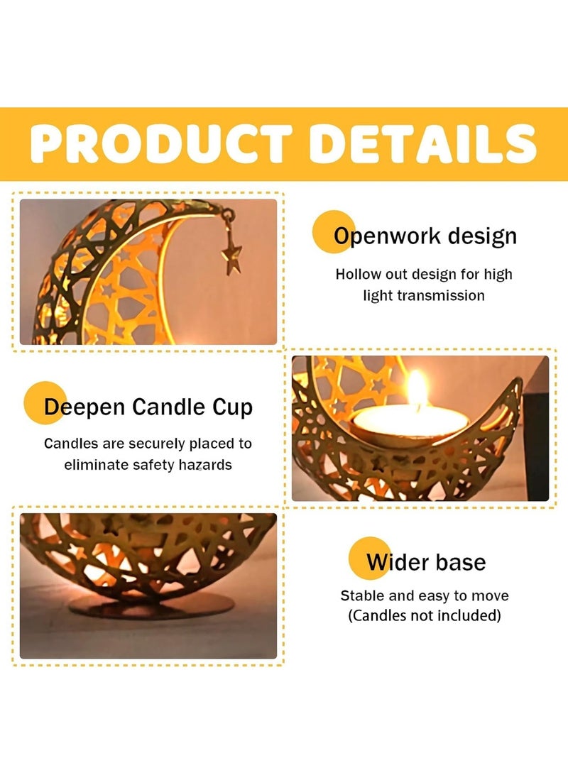 LOOPITYS Ramadan Moon Candlestick (excluding candles), gold color, modern candlestick, table decoration for the festival of Ramadan, Eid al-Fitr decoration, candlestick, living room decoration - Image 4