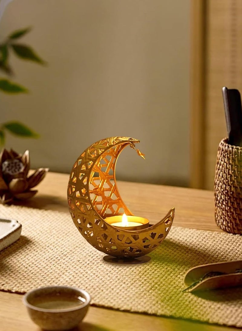 LOOPITYS Ramadan Moon Candlestick (excluding candles), gold color, modern candlestick, table decoration for the festival of Ramadan, Eid al-Fitr decoration, candlestick, living room decoration - Image 5