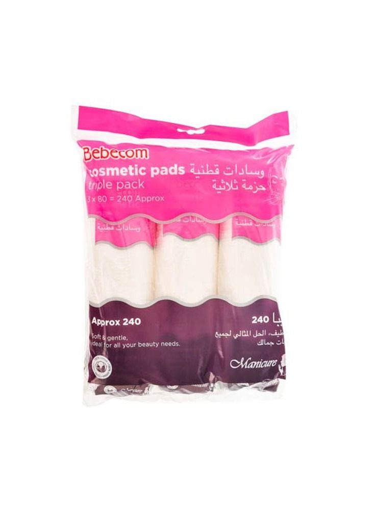 Bebecom Cotton Pads for Face and Baby Care, Make Up Removing and Dirt 3x80 - 240 Pads - Image 2