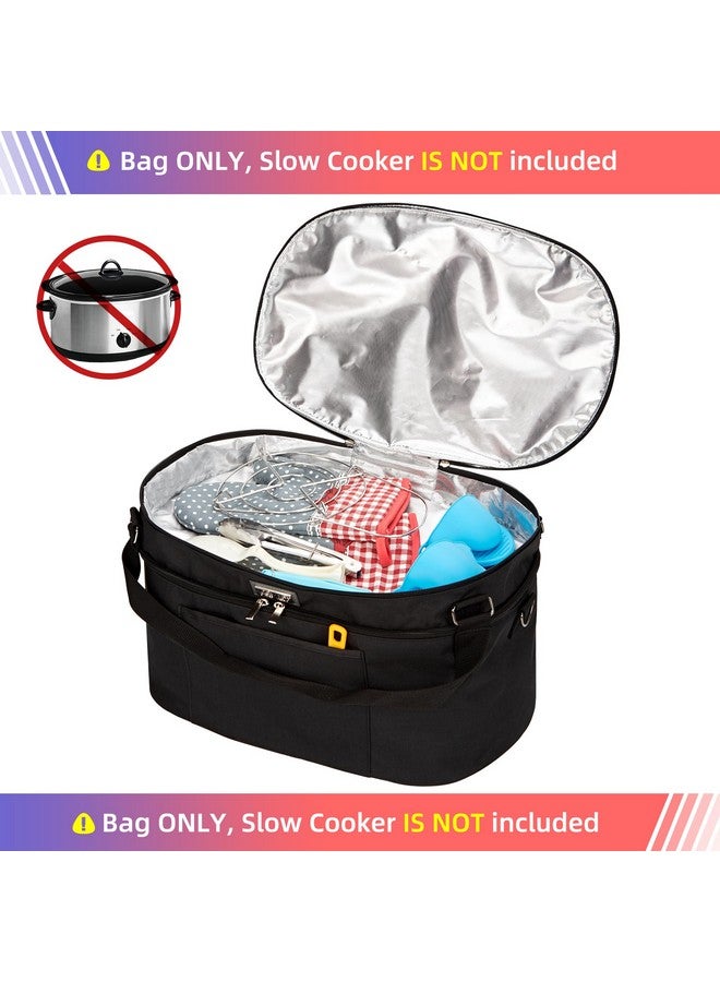 HOMEST HOMEST Slow Cooker Bag for Crock-Pot 6-8 Quart, Insulated Travel Carrier with Easy to Clean Lining, Carry Case with Top Zip Compartment and Utensil Pocket  - Image 2