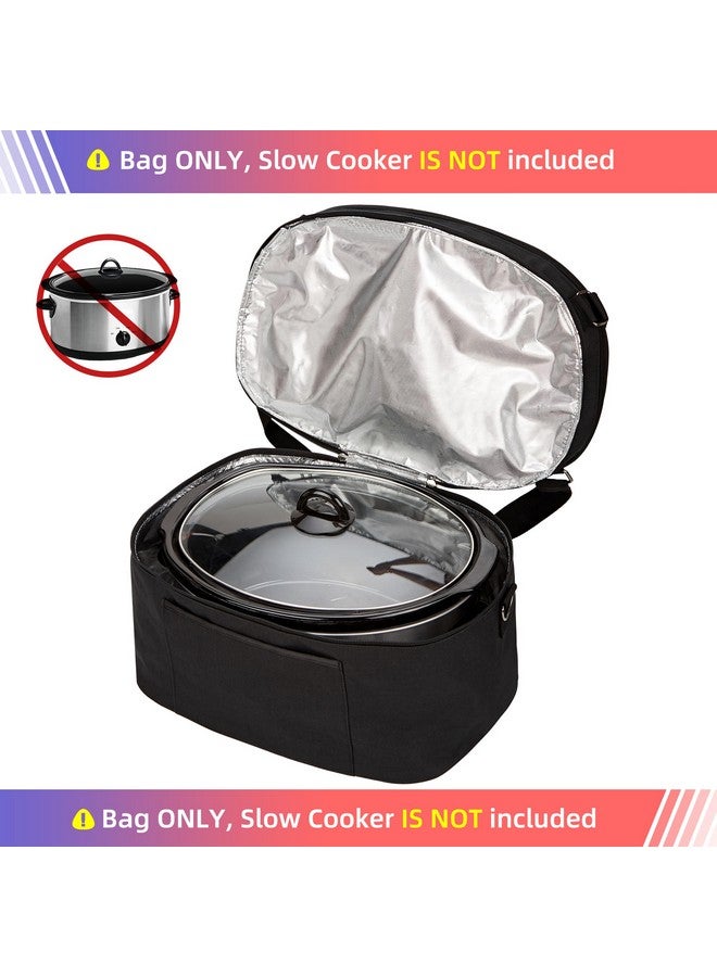 HOMEST HOMEST Slow Cooker Bag for Crock-Pot 6-8 Quart, Insulated Travel Carrier with Easy to Clean Lining, Carry Case with Top Zip Compartment and Utensil Pocket  - Image 3