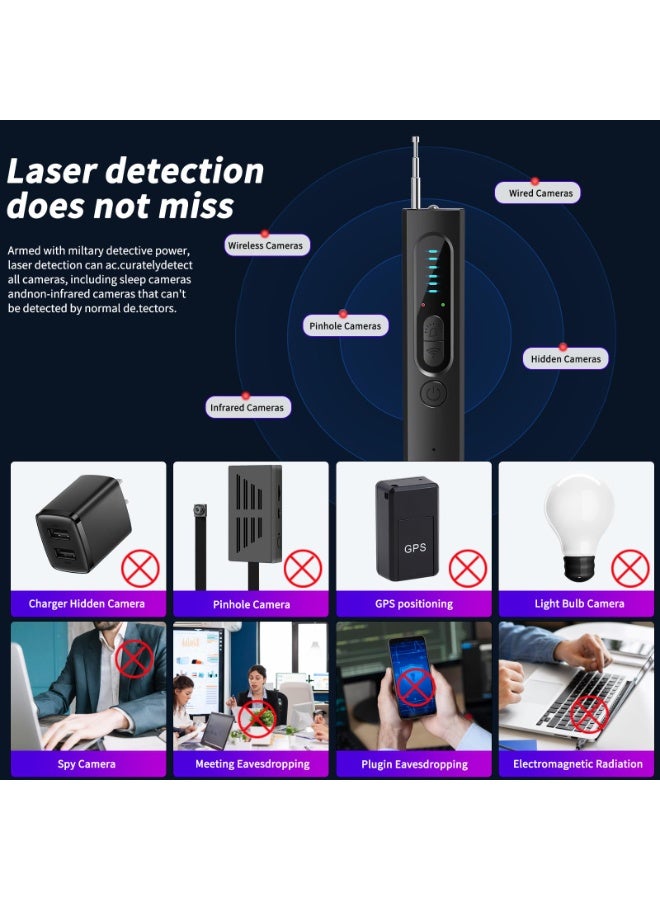 Nicor Hidden Camera Detector Portable Bug RF Detector Device for Gps Tracker Wireless Listening Device Hidden Camera Finder 24H Working Time in Hotel Office Bathroom 6 Levels Sensitivity - Image 4