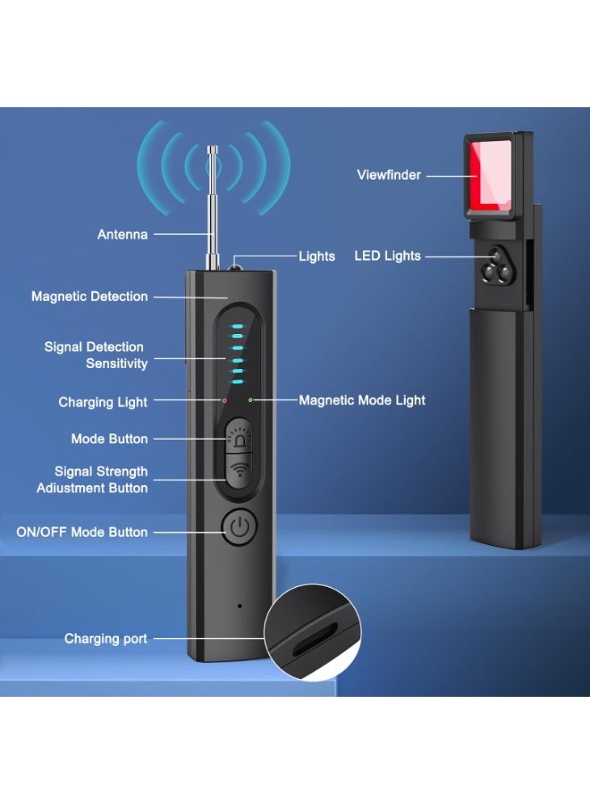Nicor Hidden Camera Detector Portable Bug RF Detector Device for Gps Tracker Wireless Listening Device Hidden Camera Finder 24H Working Time in Hotel Office Bathroom 6 Levels Sensitivity - Image 2