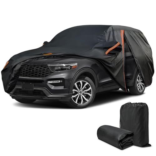 JAOGAUS Car Cover for Ford Explorer 1991-2025, SUV Full Car Cover Waterproof All Weather for Automobiles, Outdoor Sun Rain UV Snow Dust Protection, Custom Fit with Driver Door Zipper and Reflective Strips - Image 1