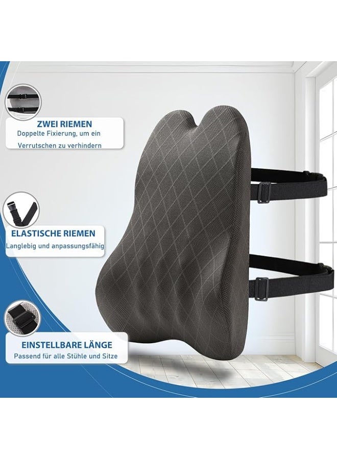 وسادة دعم ظهر قطنية كبيرة من الميموري فوم - مسند ظهر مريح لكرسي المكتب والسيارة والمنزل والكرسي المتحرك - أساسية لتخفيف الضغط وآلام الظهر - Image 2