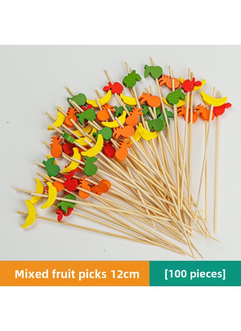 Bamboo Fruit Skewers Cocktail Picks Colorful Creativity Mixed fruit label 12cm(100)