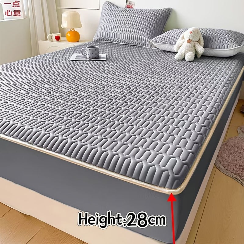 1pc Solid Color Cooling Mat with Fitted Sheet Design Sky Blue 78.74 86.61 Inch Ice Fiber Fabric Feel Effectively Protecting The Mattress Suitable For Mattresses Height Less Than 30 Summer Cool - Image 5