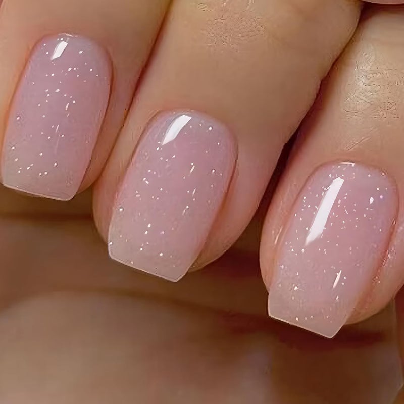 Vishine Gel Polish 15ml Sheer Glitter Pink Gel Polish Jelly Creamy Pink Translucent Gel Nail Polish Neutral Spring Color Soak off LED UV Gel Nail Art Manicure Design Salon at Home - Image 1
