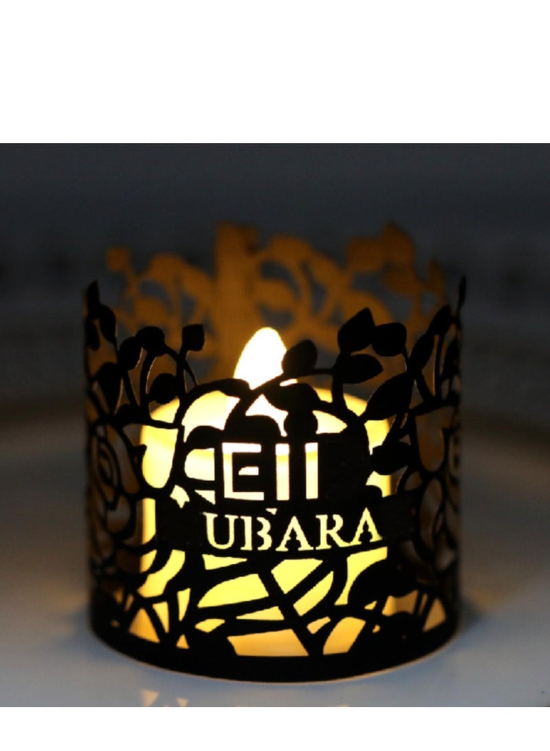 غطاء شمعة LED مفرغ لرمضان وعيد الفطر، غطاء ضوء ورقي زخرفي، مثالي لإنشاء جو مريح، 13x3.8 سم (مفتوح)، 3.8x4 سم (بعد اللف) - Image 1