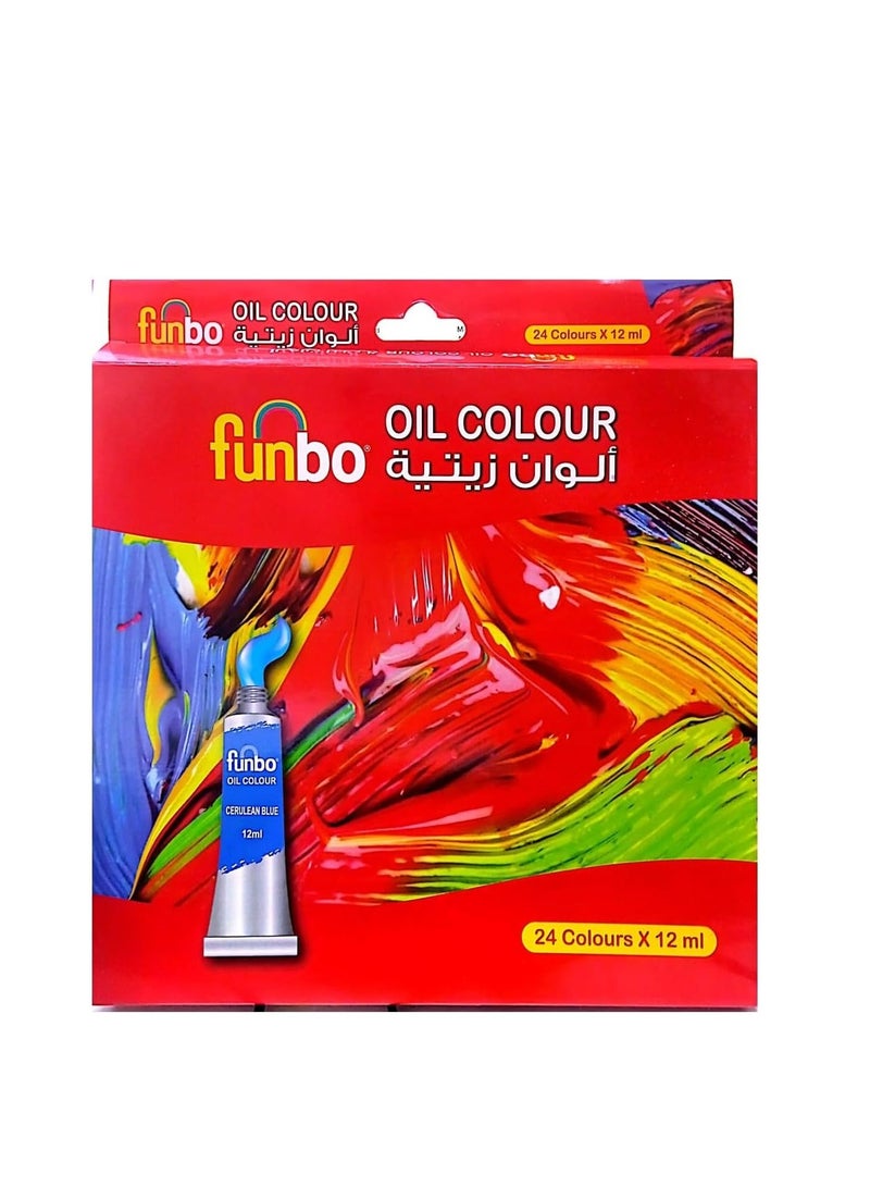 Funbo مجموعة ألوان زيتية فنبو 24 قطعة، متعددة الألوان - Image 1