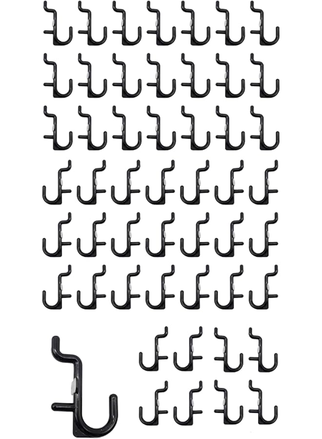 PROMASS promass Pegboard Hooks Kit - 100PK Black J Hook Assortment, Easy Install, Protects Pegboards, Smooth System, Rounded Safety Tips  - Image 1