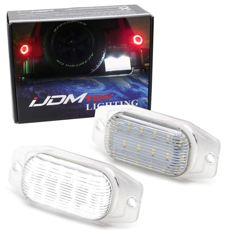 iJDMTOY OEMFit 3W Full LED License Plate Light Kit Compatible With Toyota 20072014 FJ Cruiser 19911997 Land Cruiser FJ80 Lexus 19961998 LX450 Powered By 18Piece Xenon White LED Diodes