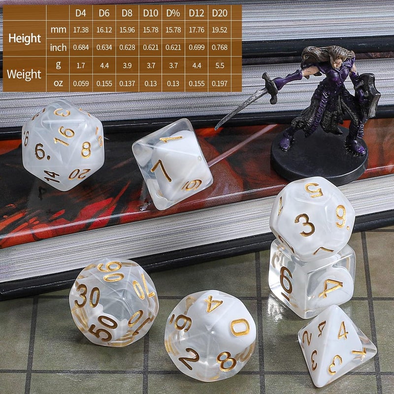 CiaraQ DND Polyhedral Dice Set with a Black Dice Bag for D&D RPG MTG Role Playing Table Games - Image 3