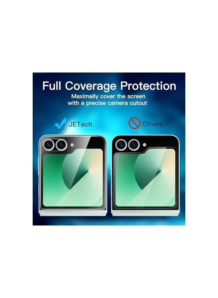 جي تيك واقي شاشة أمامي JETech لهاتف Samsung Galaxy Z Flip 6، طبقة PET تغطية كاملة، صديق للحافظة، شفاف عالي الدقة، 3 عبوات - Image 3