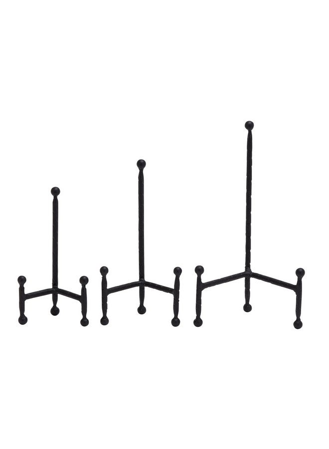 ديكو 79 حامل عرض معدني من ديكو 79، حامل سطح طاولة مع تفاصيل كروية، مجموعة من 3 حاملات عرض، 12 بوصة، 10 بوصات، ارتفاع 8 بوصات، لون أسود - Image 1