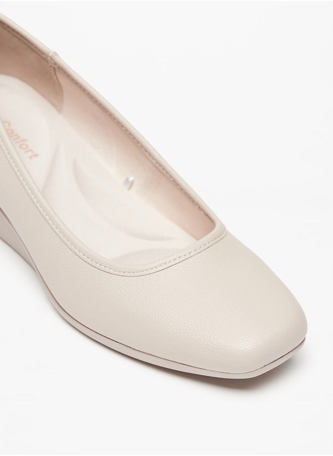 Le Confort Solid Slip-On Shoes with Wedge Heels  - Image 5