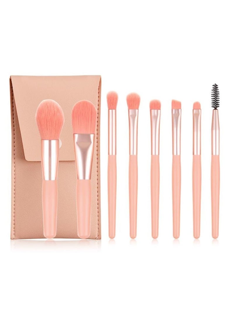 maffick Maffcik Makeup Brushes Set with Bag, 8pcs Travel Makeup Brush Kit, Mini Cosmetic Brushes for Face Foundation Blush Eye Shadow, Wooden Handle Synthetic Bristle - Image 2