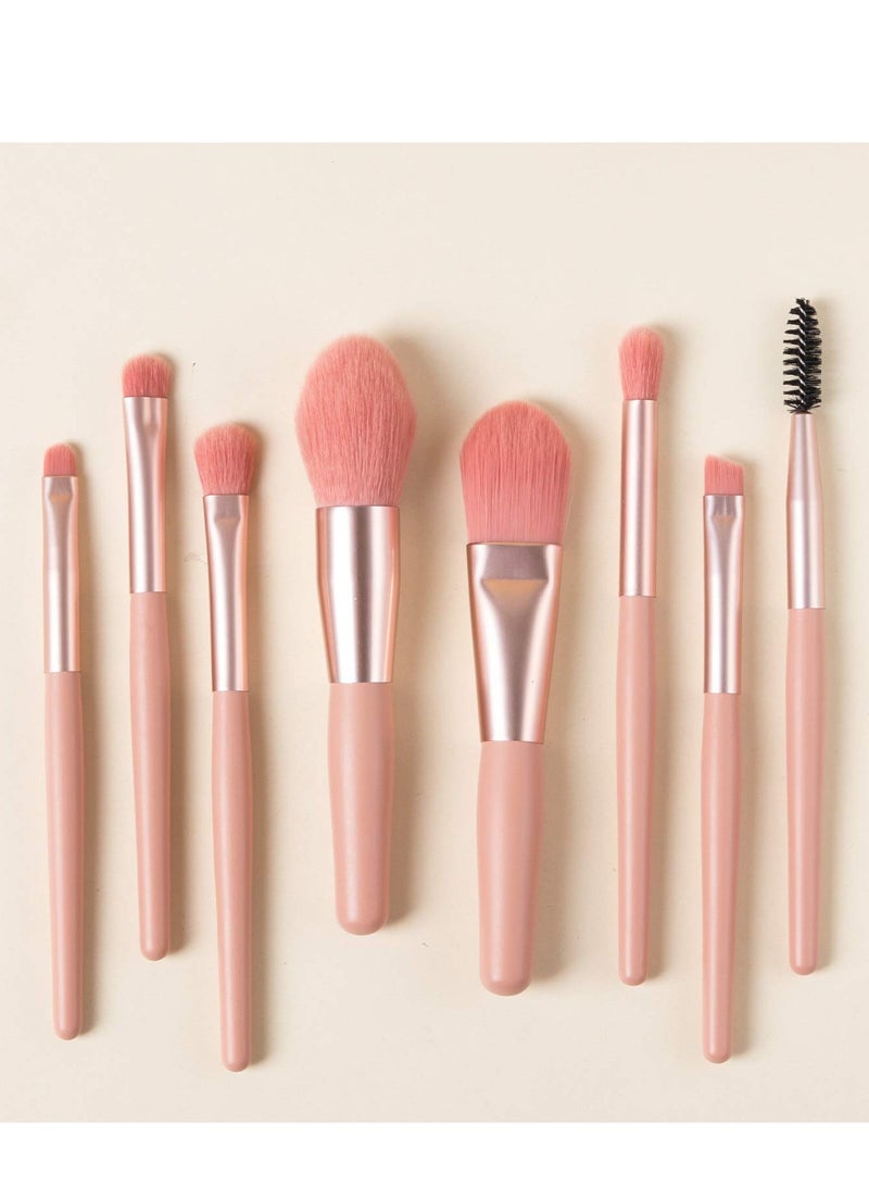maffick Maffcik Makeup Brushes Set with Bag, 8pcs Travel Makeup Brush Kit, Mini Cosmetic Brushes for Face Foundation Blush Eye Shadow, Wooden Handle Synthetic Bristle - Image 5
